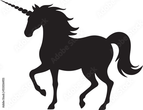Silhouette of a majestic unicorn horse