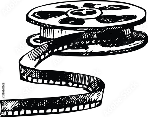 film roll with film strip on white background. 