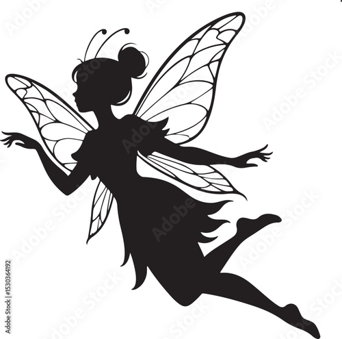 Vector illustration of a beautiful flying fairy with wings, a magical fantasy design