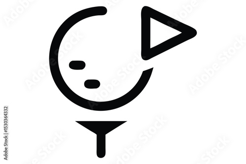 Golf symbol with ball and flag representing sport game and activity illustration