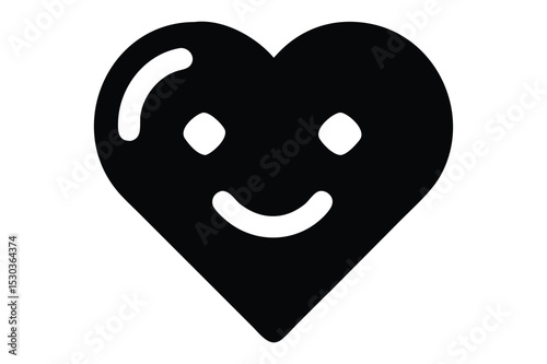 Happy heart emoji silhouette showing love happiness and positive feelings with facial expression