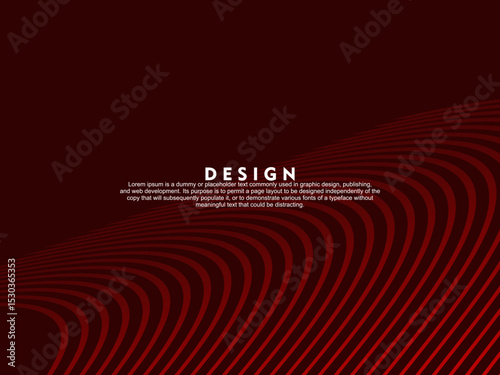 Abstract red glowing geometric lines on dark red background. Modern shiny red wave lines pattern. Futuristic technology concept, suitable for covers, posters, banners, brochures, websites, etc.
