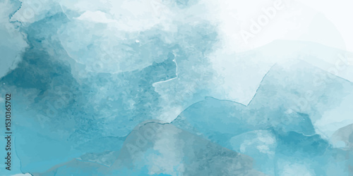 High-Resolution Abstract Background with Light Sky Blue Watercolor and Soft Acrylic Texture on White Paper. Vector Design Featuring Smooth Light Blue Watercolor Wash and Gentle Acrylic Accents design