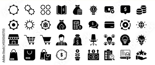 Finance, Business, and Startup Icons: A Comprehensive Glyph Set