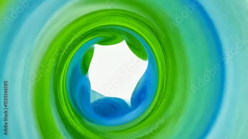 Abstract design in shades of blue and green, creating a swirl effect.
