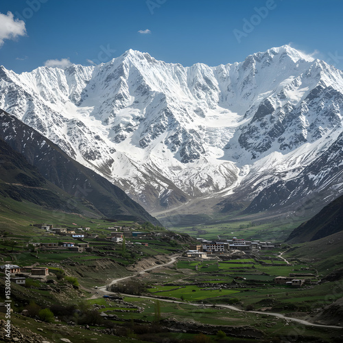 Majestic Snow-Capped Mountains: Breathtaking Valley Landscape Photography on transparent background