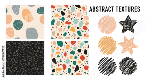 Abstract Textures and Patterns with Terrazzo Style and Various Shapes Presentation Ideas