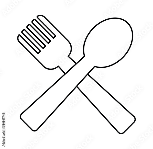 Food icon. Food, plate, fork, knife, spoon, cutlery icon set. Restaurant containing dish symbol. Vector illustration.