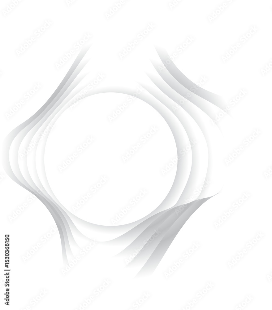 Fototapeta premium Circle ripple wavy shape with shadow in paper cut style