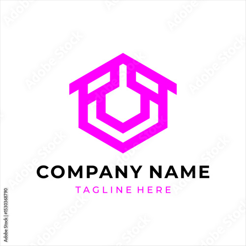The logo design combines the letter v and a house, using the color purple.
