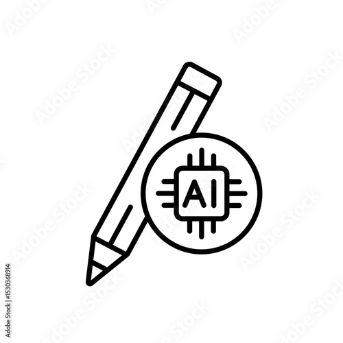 Editable stroke linear icon of AI-generated learning content for automated education systems and digital textbooks