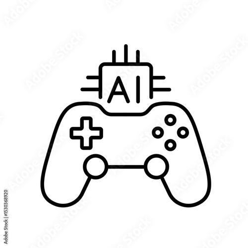 Line icon with editable stroke of AI-powered gamification for fun educational platforms and learning apps