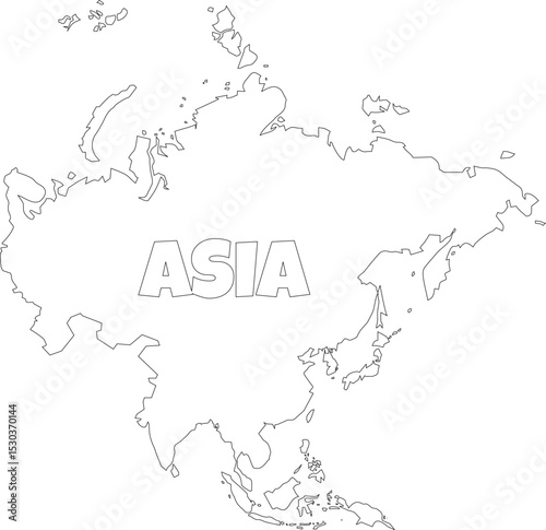 Outline Map of Asia Continent