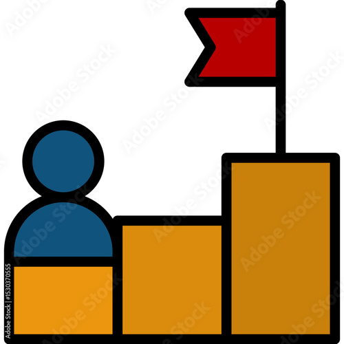 Goal Oriented Outline Flat Icon, Teamwork Management Outline Flat Icon Collection
