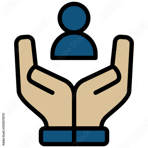 social responsibility Outline Flat Icon, Teamwork Management Outline Flat Icon Collection