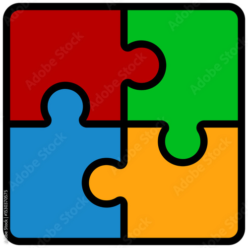 Puzzle Outline Flat Icon, Teamwork Management Outline Flat Icon Collection