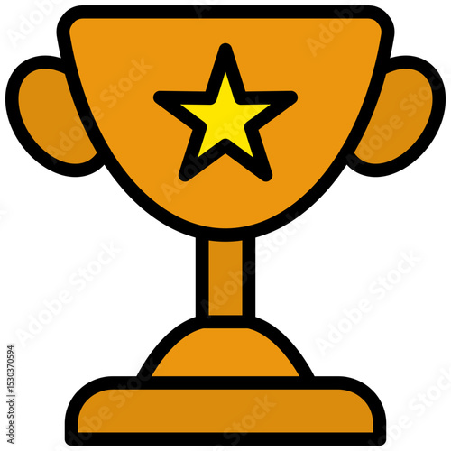 trophy Outline Flat Icon, Teamwork Management Outline Flat Icon Collection