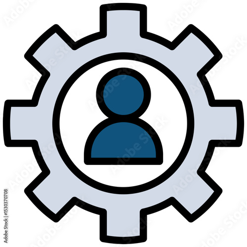 gear user Outline Flat Icon, Teamwork Management Outline Flat Icon Collection