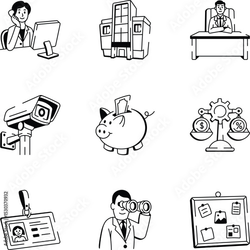 Pack of Doodle Style Corporate Work Icons 