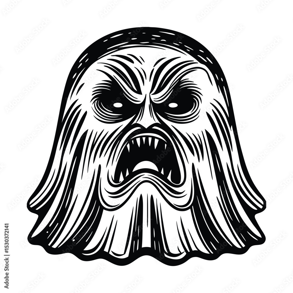 Fototapeta premium Spooky cartoon ghost illustration for halloween