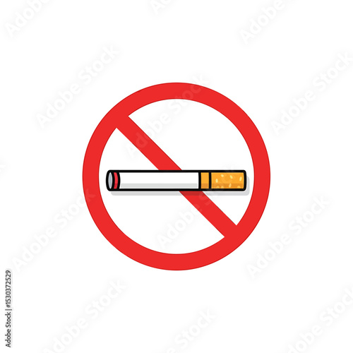 Symbolic No Smoking Sign with a Cigarette and Prohibition Circle