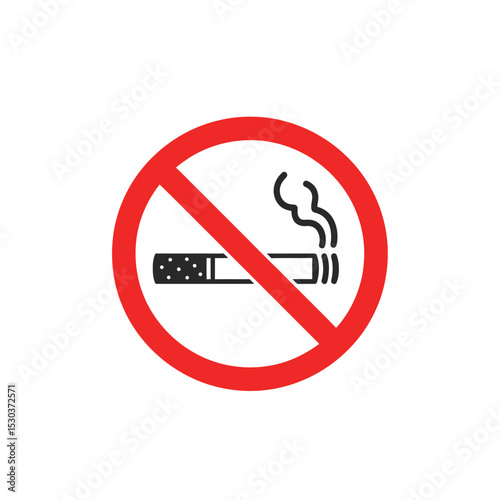Prohibiting Smoking Sign with Cigarettes and Smoke