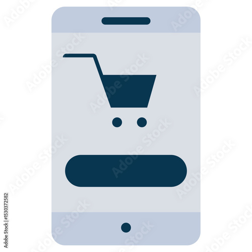 Smartphone Cart Flat Icon, Marketing Strategy Concept Flat Design Style Symbol