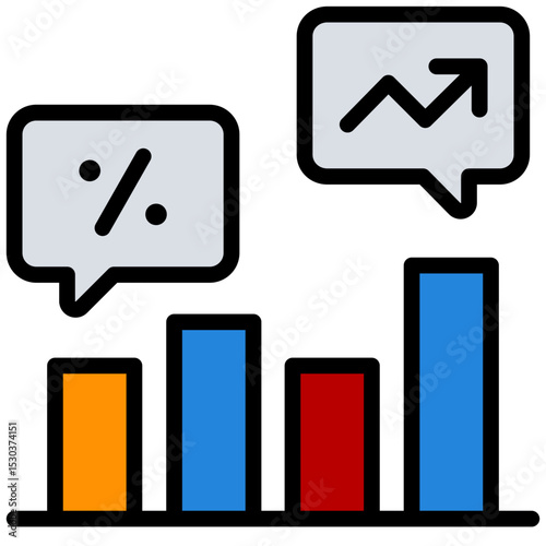 Metric Outline Flat Icon, Marketing Strategy Concept Outline Flat Design Style Symbol
