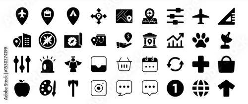 Wallpaper Mural A diverse collection of glyph icons representing various concepts and objects Torontodigital.ca