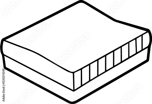 Mattress topper outline vector illustration, line art