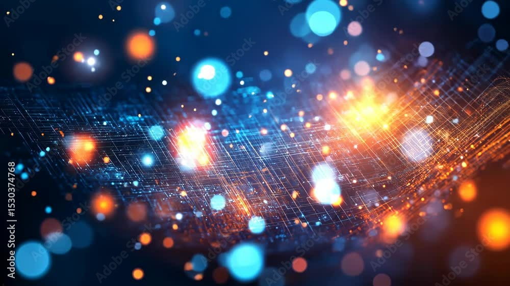 Abstract digital network with glowing nodes and lines