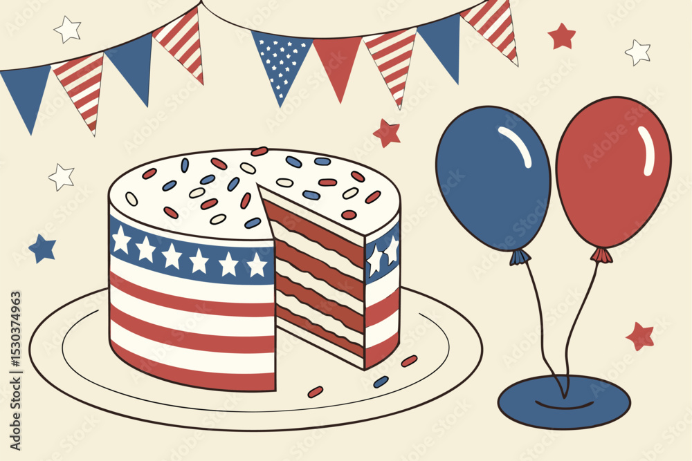 Obraz premium Sweet Stripes: American Flag Cake