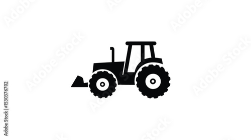 Powerful Tractor Icon: Agriculture Machinery Silhouette