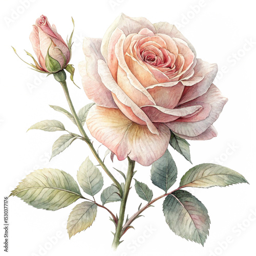 Soft Pink Rose Illustration