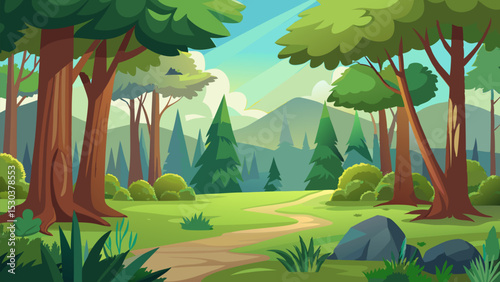 Forest Path. A Serene Mountain Landscape