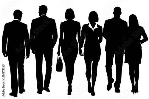 Silhouettes of Business People Walking Together