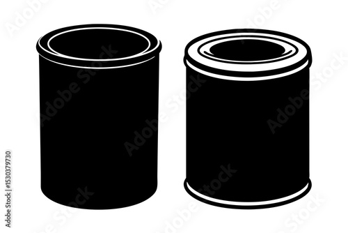 Two Black and White Cylindrical Cans Illustration