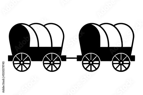 Conestoga Wagons, Black and White, Western