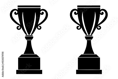 Two Black Silhouette Trophy Cups, Award Icons