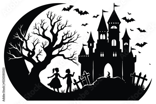 Spooky halloween party invitation design with colorful elements