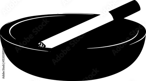 Cigarette in Ashtray Silhouette Vector Clipart