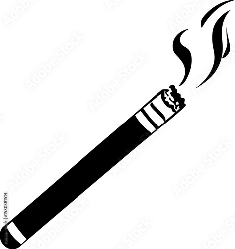 Cigarette Tobacco Stick Black Silhouette Vector