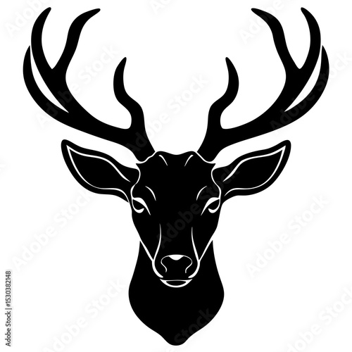 Black silhouette of a deer head with antlers