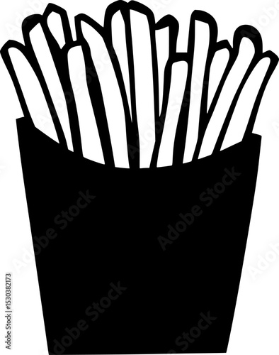 French Fries in Paper Bag Silhouette Vector
