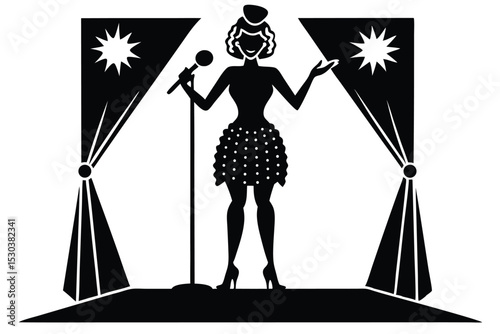 Drag queen performer on stage vector illustration