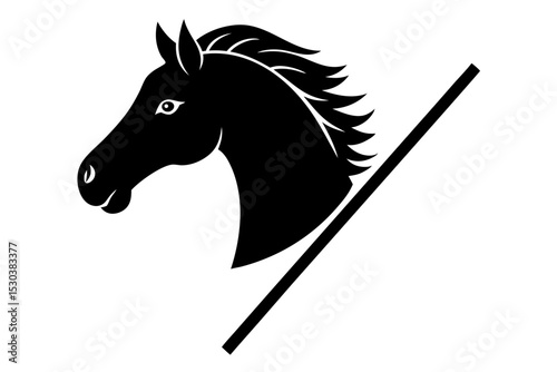 Black Horse Head Silhouette with Diagonal Line Graphic