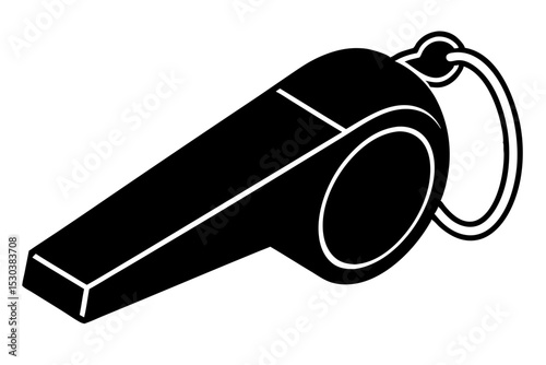 Black and White Whistle Icon, Referee, Sport