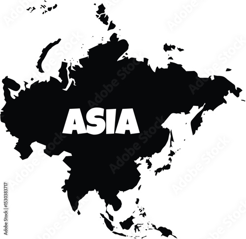 Simple Map of Asia Continent Vector Illustraion
