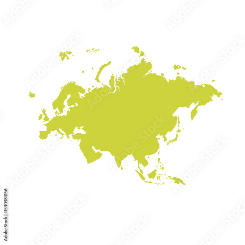 Map of Eurasia, sign silhouette. World Map Globe. Vector Illustration isolated on transparent background. Europe and Asia continent.