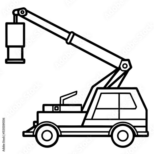 Boom Lift Vector Illustration on White Background